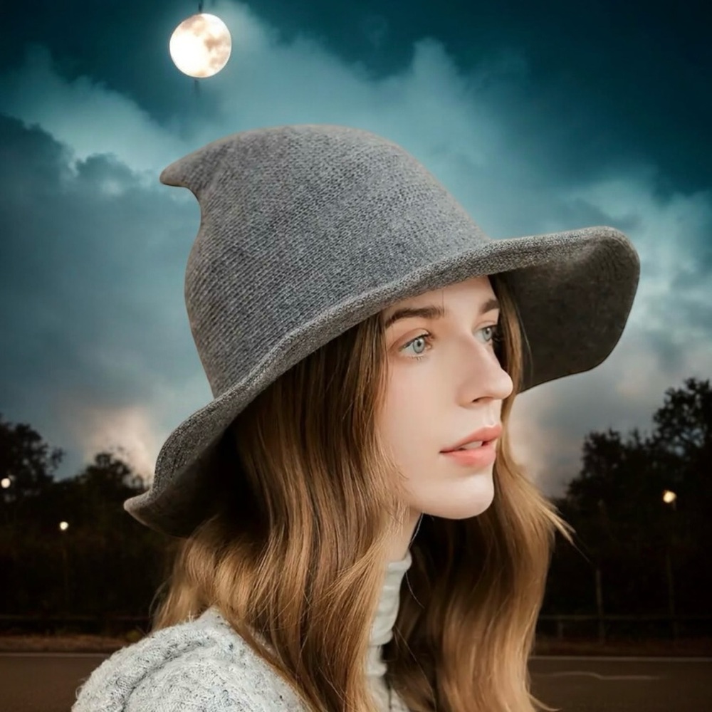 Grey Witchcraft Unisex Woolen Hat, WarmStylish for Halloween or‎ Daily Wear